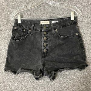 Madewell Women's Size 28 Black High Waisted Button Fly Cut Off Denim Shorts
